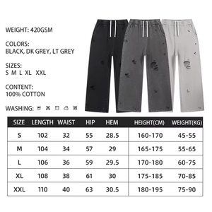 High Quality Acid Wash Distressed Casual Men Canvas Mid Wide Leg Baggy Sweatpants 450 GSM Fleece Heavyweight <b>Flared</b> Trousers - Product Image 6