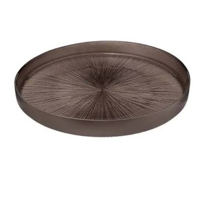 Handmade Enamel Metal Serving Tray Rounded Restaurant Hotel Tray With Modern Style for Wedding Decorations Supplied by India - Product Image 2
