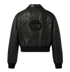 Custom <b>Women</b>’s Genuine Cowhide Leather Avirex <b>Jacket</b> Embroidered Streetwear Bomber <b>Jacket</b> Winter Fashion Outerwear - Product Image 2
