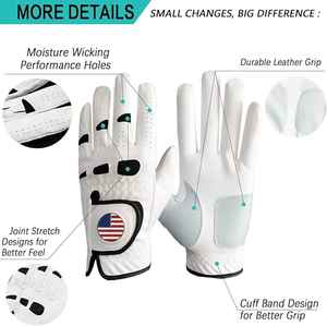 Guantes de Golf de Cuero Cabretta de Alta Calidad con Logotipo Personalizado 2026, Protección UV, para Mano Derecha e Izquierda, para Uso Deportivo - Product Image 4