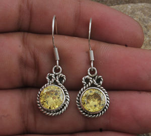 ต่างหูพลอยซิทรินธรรมชาติทรงหยดน้ำ เงินแท้ 925 ดีไซน์หรูหรา สำหรับงานปาร์ตี้ เหมาะสำหรับผู้หญิง ขายส่ง - Product Image 2