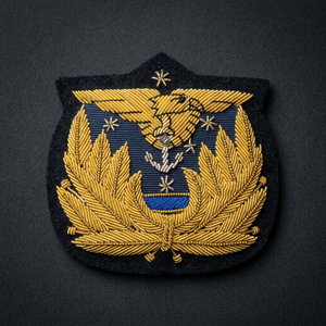 Écusson brodé personnalisé avec ancre et couronne de lauriers, à coudre sur tissu, pour uniforme ou vêtement - Product Image 1