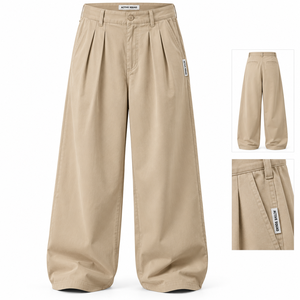 Mid Oversized Wide Leg Canvas Heavyweight Sweatpants Casual <b>Loose</b> Fit Side Panels Color Block <b>Joggers</b> 100% - Product Image 1