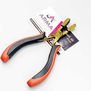 Pince droite dentelée en acier chirurgical Plasma Gold pour extensions capillaires, outil de fusion et de collage de colle pour extensions de cheveux - Product Image 1