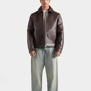 Manteaux longs en cuir pour hommes et femmes, vêtements d'extérieur en cuir pleine fleur, veste en cuir écologique, fabrication OEM, marque privée - Product Image 1