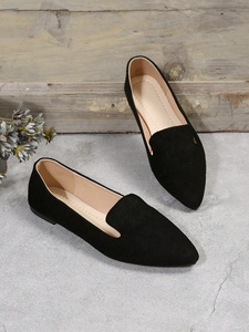 Zapatos planos de ballet sin cordones con punta en pico a cuadros azul marino y dorado para mujer, zapatos planos informales para ir al trabajo y oficina - Product Image 3