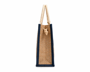 Sac fourre-tout en jute imprimé géométrique avec fermeture éclair, écologique, cadeau d'entreprise, sac de shopping réutilisable, logo personnalisé - Product Image 2