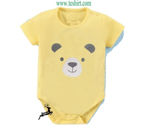Combinaison bébé en coton biologique certifié, unie, teinte unie, bon marché, vente en gros, fabricants de t-shirts à Tirupur - Product Image 5