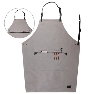 PU Leather Bib <b>Apron</b> with Adjustable Waist and Multiple Pockets for Barbers and Pet Groomers Daily Workwear Classic Style - Product Image 4