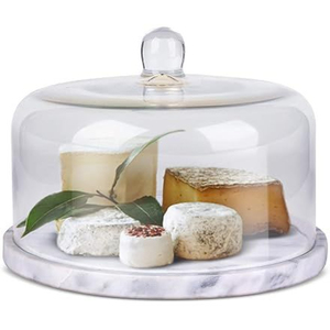 Soporte para Pastel de Mármol con Cúpula, Soportes de Cristal de Lujo para Pastel de Boda, Plato Redondo con Pedestal, Juego de 2 Piezas - Product Image 2