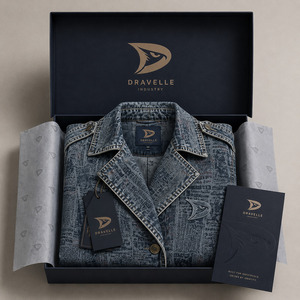Chaqueta de Mezclilla Lavada Estilo Vintage, Larga, con Cinturón, para Hombre, Unisex, Gabardina, Logotipo Personalizado, Gris Azul, Estampado de Periódico, Ropa Exterior - Product Image 5