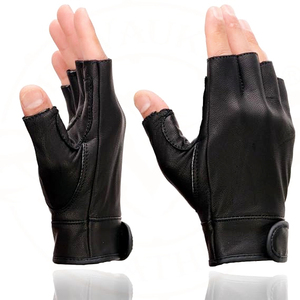 Gants de moto en cuir de vachette noir pour homme Samroz Sports - Product Image 3