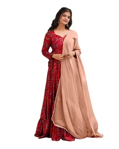 Vestido Anarkali de Lujo Aafreen Wine, Largo hasta el Suelo, Bordado, Material de Rayón de Secado Rápido, Estilo Tradicional, para Bodas, Diwali y Fiestas - Product Image 1