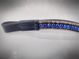 Hand Made <b>Blue</b> Black and White Crystal Diamond Brow Band Horse Decorative Equestrian <b>Tack</b> Show Quality Product - Product Image 2