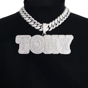 Export Quality Iced Out Custom Letter <b>Initial</b> Geometric Pendant <b>Necklace</b> for Men Hip Hop Luxury Jewelry Gift for Sale - Product Image 2
