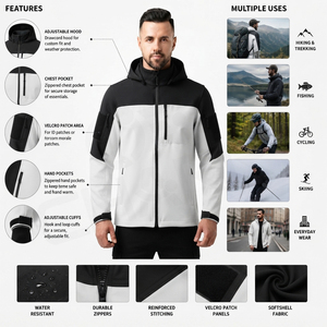 Charr - Chaqueta de Invierno para Senderismo, Abrigo Térmico, Cortavientos, Talla Grande, con Capucha, Chaqueta Táctica de Camuflaje, Chaqueta Softshell - Product Image 6