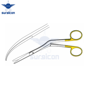 Ciseaux chirurgicaux Heymann 20 cm / 8 pouces courbés à gauche TC Gold, instrument de coupe de précision en acier inoxydable de qualité supérieure - Product Image 3