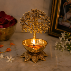 Lámpara de aceite moderna de latón para Puja, pequeña, tipo Diya, de metal, para decoración del hogar, regalo de agradecimiento - Product Image 3
