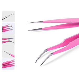 Pince à épiler professionnelle en acier inoxydable anti-magnétique pour extensions de cils, pointe fine de précision pour bouquets de cils 3D/6D - Product Image 3