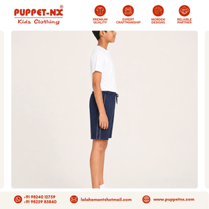 Shorts en tricot pour garçons, fabricant Inde, bas de tenue scolaire pour enfants, coton poly, taille élastique, conception personnalisée OEM - Product Image 4