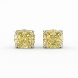 Boucles d'oreilles clous en diamant de laboratoire certifié IGI PT950, pierres taille coussin poli miroir, design minimaliste élégant et léger, cadeau - Product Image 1