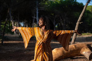 Kimono largo de rayón con estampado tribal, estilo bohemio, para llevar en capas, frente abierto, manga ancha, talla única, estilo casual, chaqueta para mujer, uso diario - Product Image 4