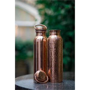 Botella de Cobre Puro al por Mayor - Recipiente de Agua de Cobre Martillado de 1000ml, Botella Reutilizable para Yoga - Auténtico Vaso de Cobre Indio - Product Image 5