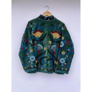 Handmade Cotton Kimono <b>Jacket</b> Jungle Animal Print Embroidery Knitted Winter Soft Coat - Product Image 5