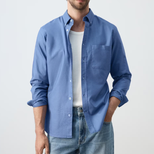 Mens Formal Solid Breathable Quick Dry Anti-Wrinkle Yarn Dyed Sustainable 100% Organic Cotton Turn-<b>down</b> Collar Full Sleeve Shirt - Product Image 4