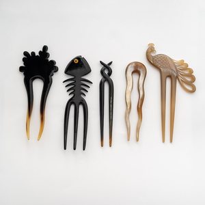 Fourchettes à cheveux en corne de buffle faites à la main, sculptées en forme d'animal, artisanat naturel, objet d'art de collection - Product Image 3