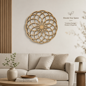 Moderna Decoración de Pared de Madera con Diseño Geométrico de Loto Cortado con Láser para Sala de Estar, Dormitorio, Estudio de Yoga y Sala de Meditación |   Hecho a Mano de Primera Calidad - Product Image 2