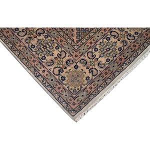 Tapis persan en laine noué à la main, motif losanges terracotta et crème, motif floral tribal, treillis classique vintage marron - Product Image 4