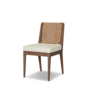 Chaise de salle à manger en noyer de style mid-century, fauteuil rembourré en velours marron avec pieds en bois et corde tressée pour la maison - Product Image 2