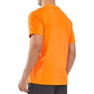 Men's Orange Short Sleeve T-<b>Shirt</b> Regular Fit Cotton Jersey O-Neck Casual Solid Color Pocket Front - Product Image 2