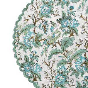 Elegant Handmade High Quality <b>Round</b> Fabric <b>Placemat</b> With Floral Pattern Scalloped Edge Oriental Design Reusable Table Mat - Product Image 5