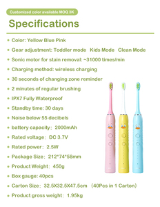 Ai Music Voice Technology IPX7 spazzolino elettrico 2 minuti funzione Timer delicato <span class=keywords><strong>Mouthgaurd</strong></span> per bambini gomma cura sensibile - Product Image 6