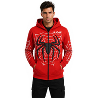 Sweat à capuche surdimensionné Y2K personnalisé avec motif araignée, style Hip Hop unisexe, tricoté ample, streetwear brodé, fermeture éclair intégrale, pour hommes
