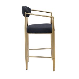 Ensemble de 2 tabourets de bar modernes en bouclette, chaises hautes vintage pour îlot de cuisine avec structure/sièges/dossier/accoudoirs en métal, tabourets de bar modernes rembourrés à hauteur de bar - Product Image 3