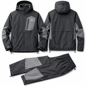 Custom Factory Direct Waterproof Eco-Friendly Print Logo Hooded <b>Zip</b> Windbreaker Set Elastic Waistband Jogger Pants Packable - Product Image 4