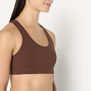 Women Racerback High Impact Active Sports <b>Bra</b> Wide Straps Mocha Brown Moisture Wicking Gym Workout Yoga Brassiere OEM Bulk - Product Image 3