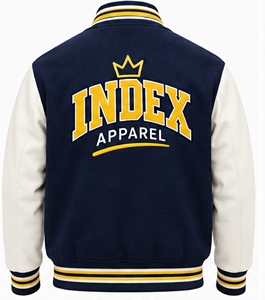 Chaqueta Varsity Bordada para Hombre de Index Apparel, con Bloques de Color, Mangas en Contraste, Botones a Presión, Estilo Urbano, Chaqueta de Béisbol - Product Image 2