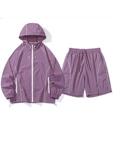 Unisex Purple Soft Shell Hooded <b>Jacket</b> Water Resistant Zipper Closure Oversized Fit Adults All Seasons Outdoor Wear Wind Breaker - Product Image 5