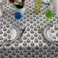 Nappe en coton à motifs floraux imprimés à la main en Inde, lavable en machine, pour mariage, fête, décoration de table à la maison