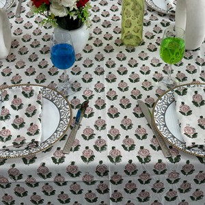 Indian Block Print Floral Design Cotton Tablecloth Machine Washable Wedding Party Decorative Home <b>Table</b> <b>cover</b> - Product Image 6