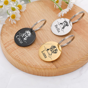 Étiquettes personnalisées pour chien Étiquettes d'identification pour animaux de compagnie en acier inoxydable Étiquette de nom de chien anti-perte Collier pour animaux de compagnie Char gravé des deux côtés - Product Image 4