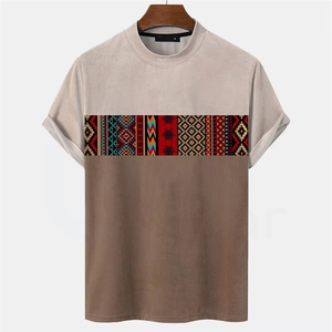 Men's Short Sleeve Knitted T-<b>Shirt</b> With <b>Geometric</b> Pattern O-Neck Casual Regular Fit Printed Design - Product Image 5