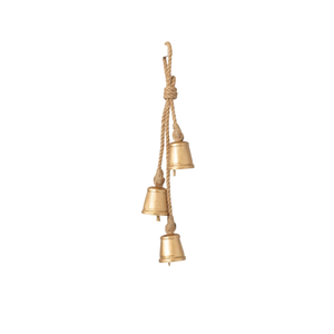 Handmade Rustic <b>Gold</b> <b>Christmas</b> Bells Hanging Cluster <b>Decor</b> Vintage Metal Cow Bells on Jute Rope for Farmhouse Holiday Ornament - Product Image 3