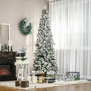 Albero di Natale Artificiale con Base Staccabile 210 cm, 950 Rami, Pre-Illuminato, in Materiale PET Flocato, Stile Pencil - Product Image 2