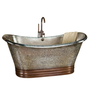 Baignoire autoportante de luxe en cuivre, ovale, martelée à la main, écologique, pour hôtels et salles de bain résidentielles - Product Image 1