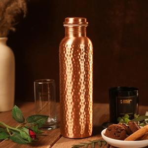 <b>Copper</b> Luxury Water Bottle Embossed Dotted Design Reusable Eco Friendly Large Capacity Kitchen Use <b>Screw</b> Cap Storage - Product Image 3